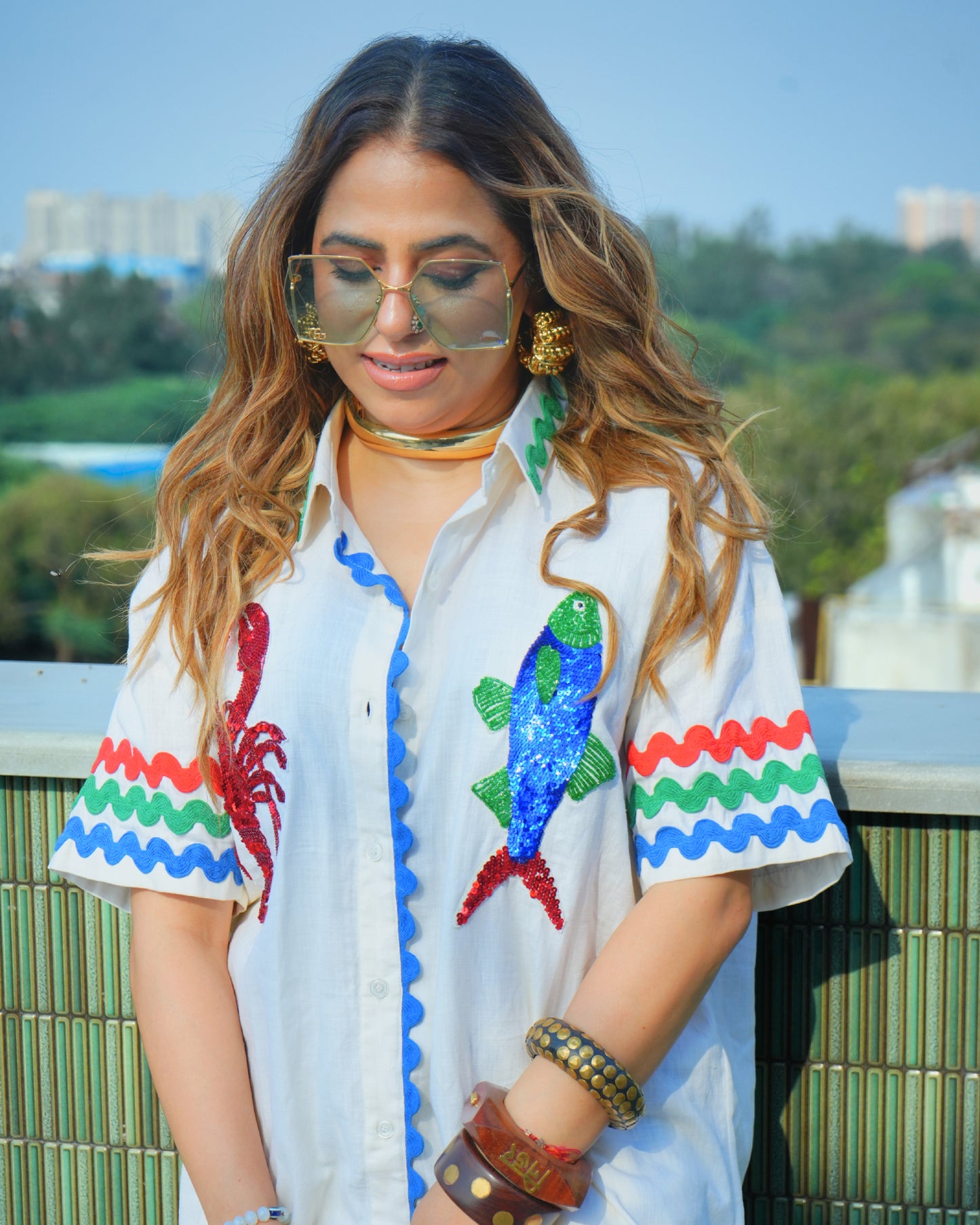 WHITE FISH HANDWORK CO-ORD SET