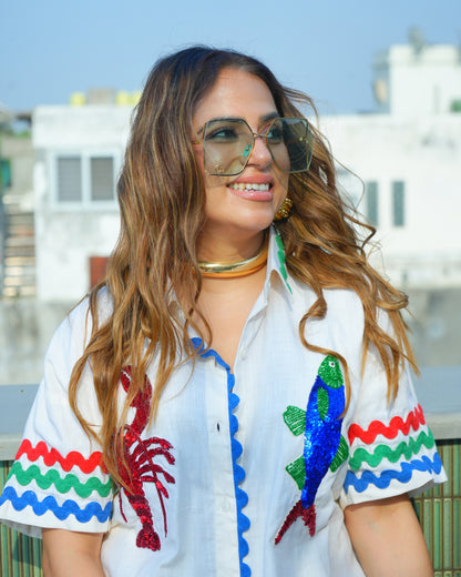 WHITE FISH HANDWORK CO-ORD SET
