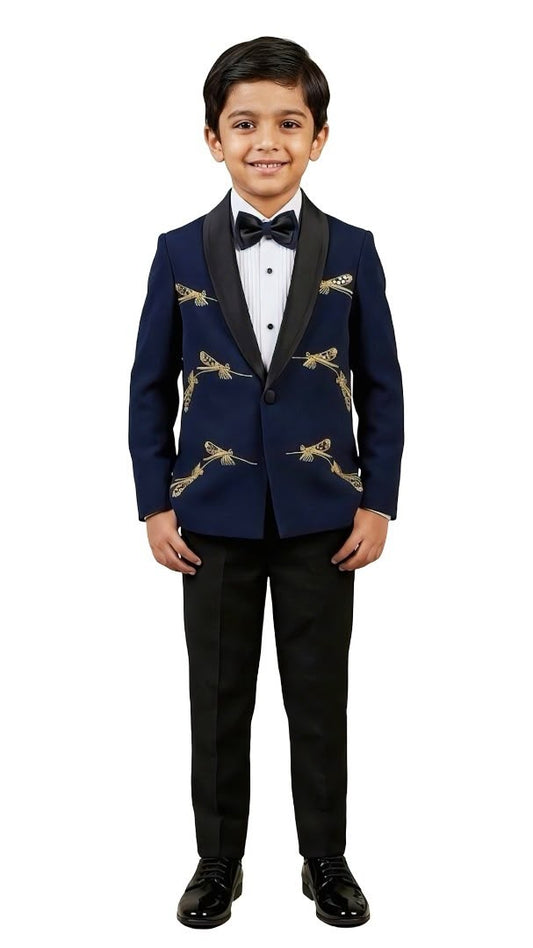 Dragonfly Embroidered Tuxedo Blazer Set