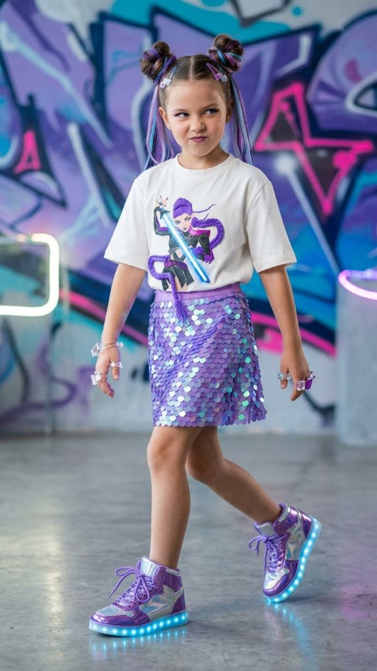 LED K-Pop Sequin Skirt Set