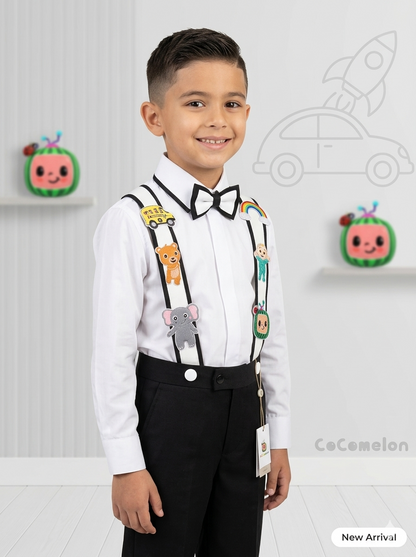 The Little Gentleman Suspender Set (SET 4 (Shirt + Pants + Suspenders + Bow Tie)
