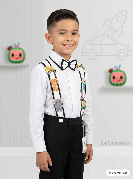 The Little Gentleman Suspender Set (SET 4 (Shirt + Pants + Suspenders + Bow Tie)