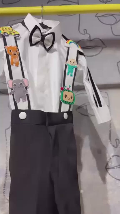 The Little Gentleman Suspender Set (SET 4 (Shirt + Pants + Suspenders + Bow Tie)